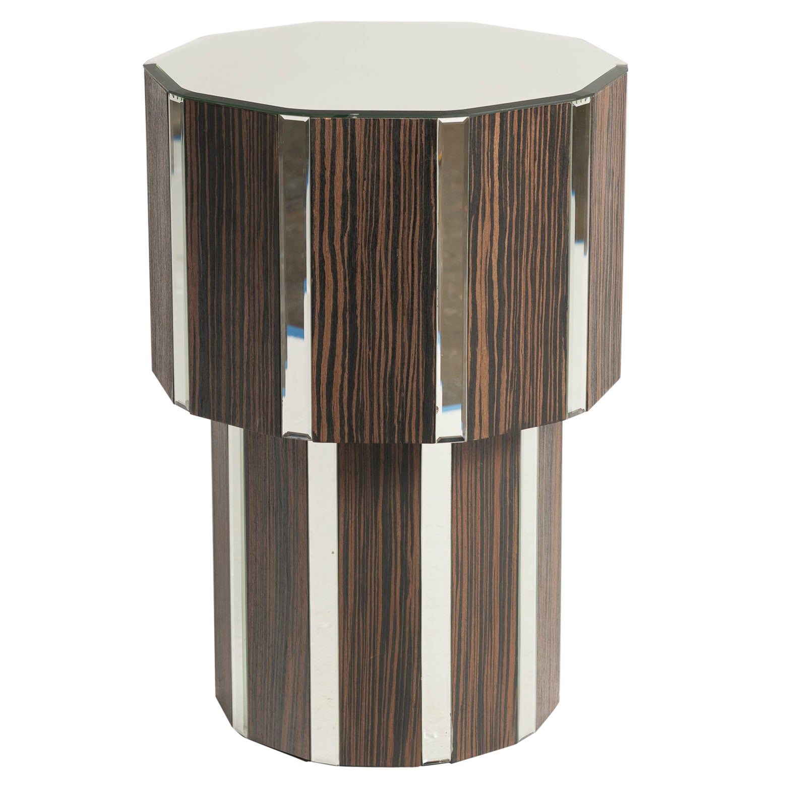 Table d'appoint décogonale biseautéeillée avec miroir, fin du 20e siècle