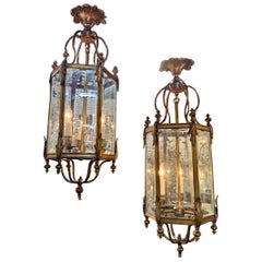 Pair of Antique Brass Lanterns from England
