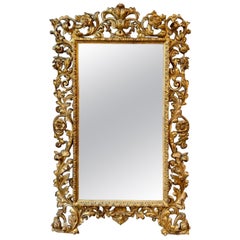 Antique 19th Century Carved and Giltwood Mirror from Florence