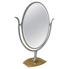 Stainless Steel and Brass “Wishbone” Vanity Mirror by Charles Hollis Jones
