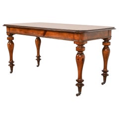 Baker Furniture Victorian Carved Pine Writing Desk or Library Table