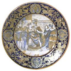 Italian Gold Luster Ceramic Charger Attributed to Cantagalli, 1940s