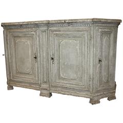 18th Century Antique Louis XIV Painted Buffet with Faux Marble Top