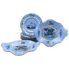 John Ridgways Early 19th Century Ten Piece Dessert Set with Views in Mesopotamia 1