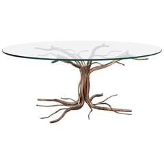 Rare Bronze Coffee Table in Tree Form by Salvino Marsura
