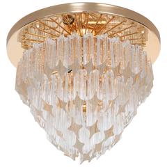 Huge Venini Asta Quadrilobo Flush Mount in Brass and Glass, Italy, 1960s 9