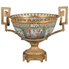 19th Century Rose Medallion Centerpiece with French Mounts