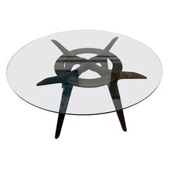 Adrian Pearsall, Mid-Century Modern, Esstisch aus Nussbaumglas mit Kompass