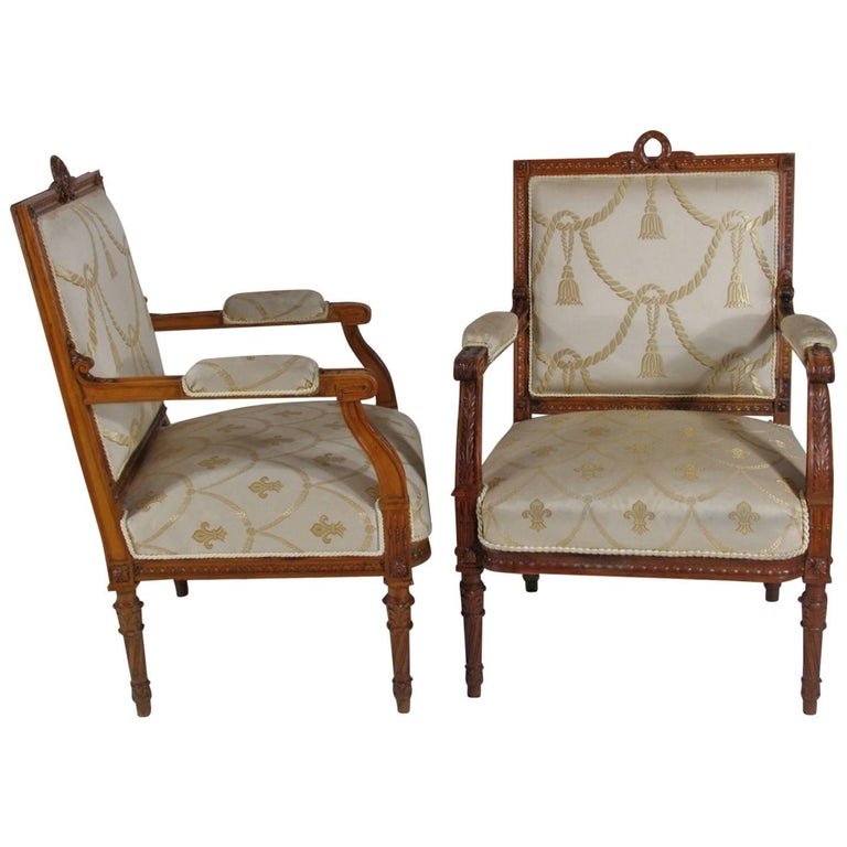 Pair of 19th Century Louis XVI-Style Armchairs For Sale