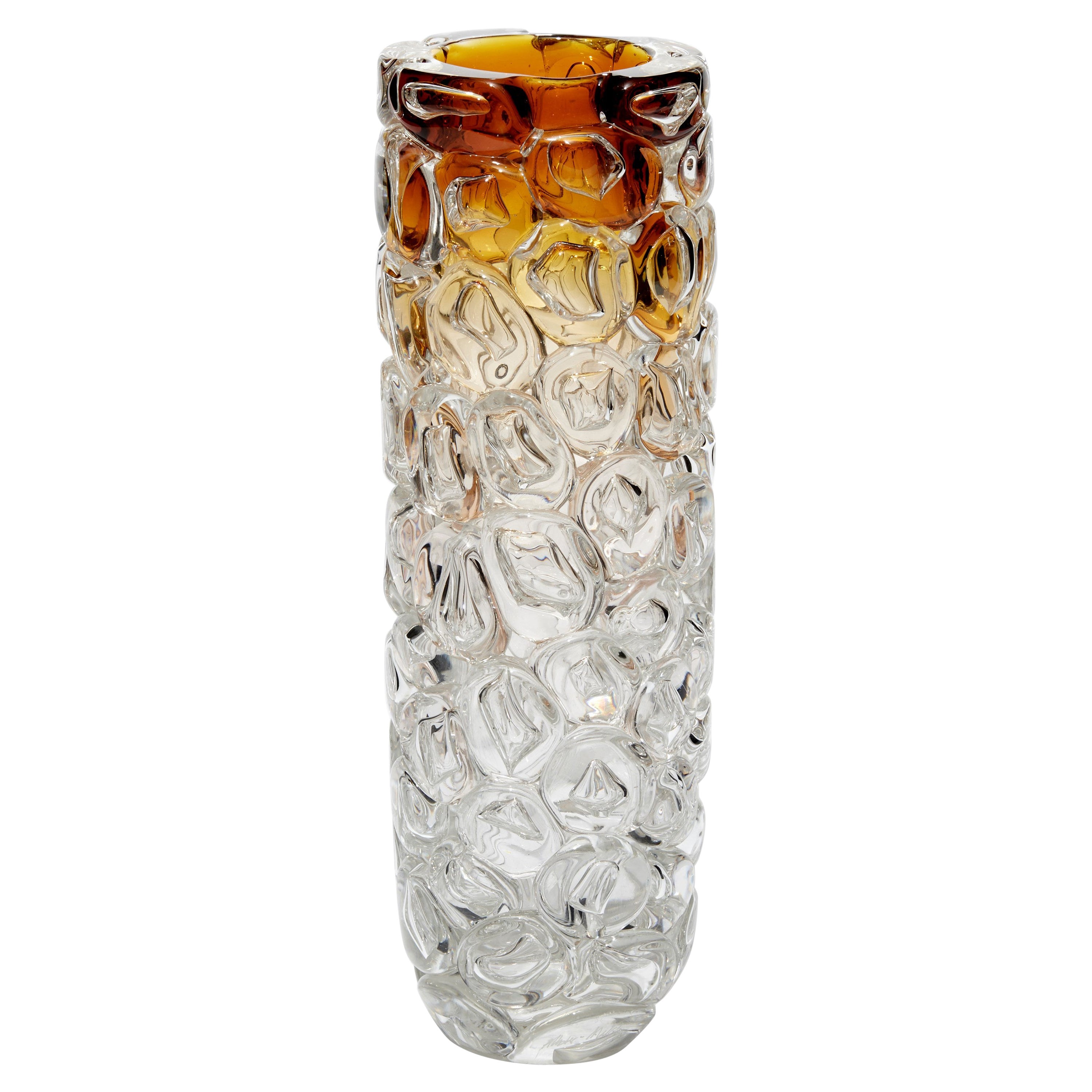 Bubblewrap in Amber & Clear Ombre, vaso in vetro soffiato a mano di Allister Malcolm