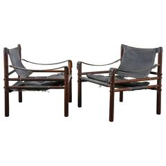 Pair of Rosewood 'Sirocco' Safari Chairs by Arne Norell
