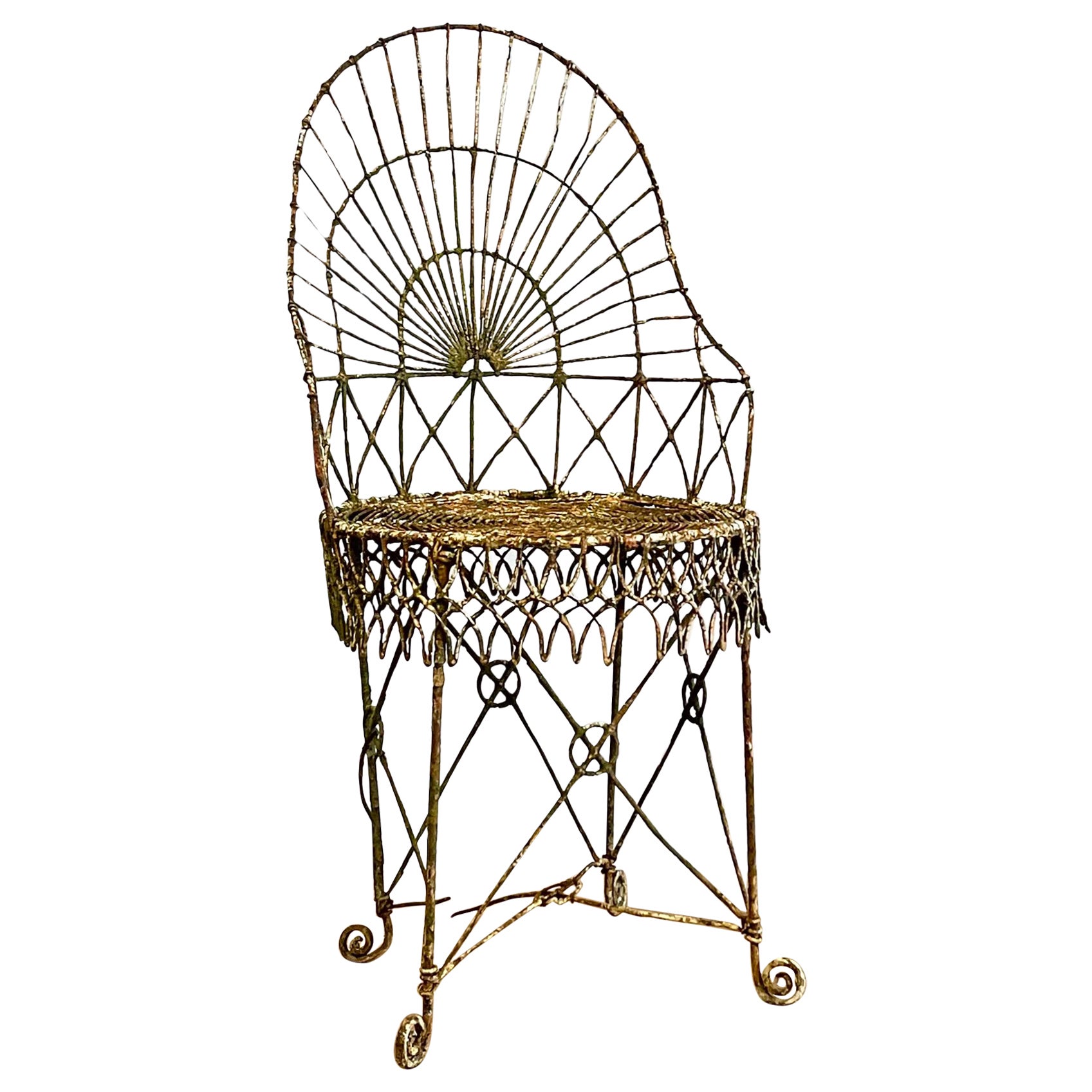 Chaise de jardin en fil de fer de style Régence