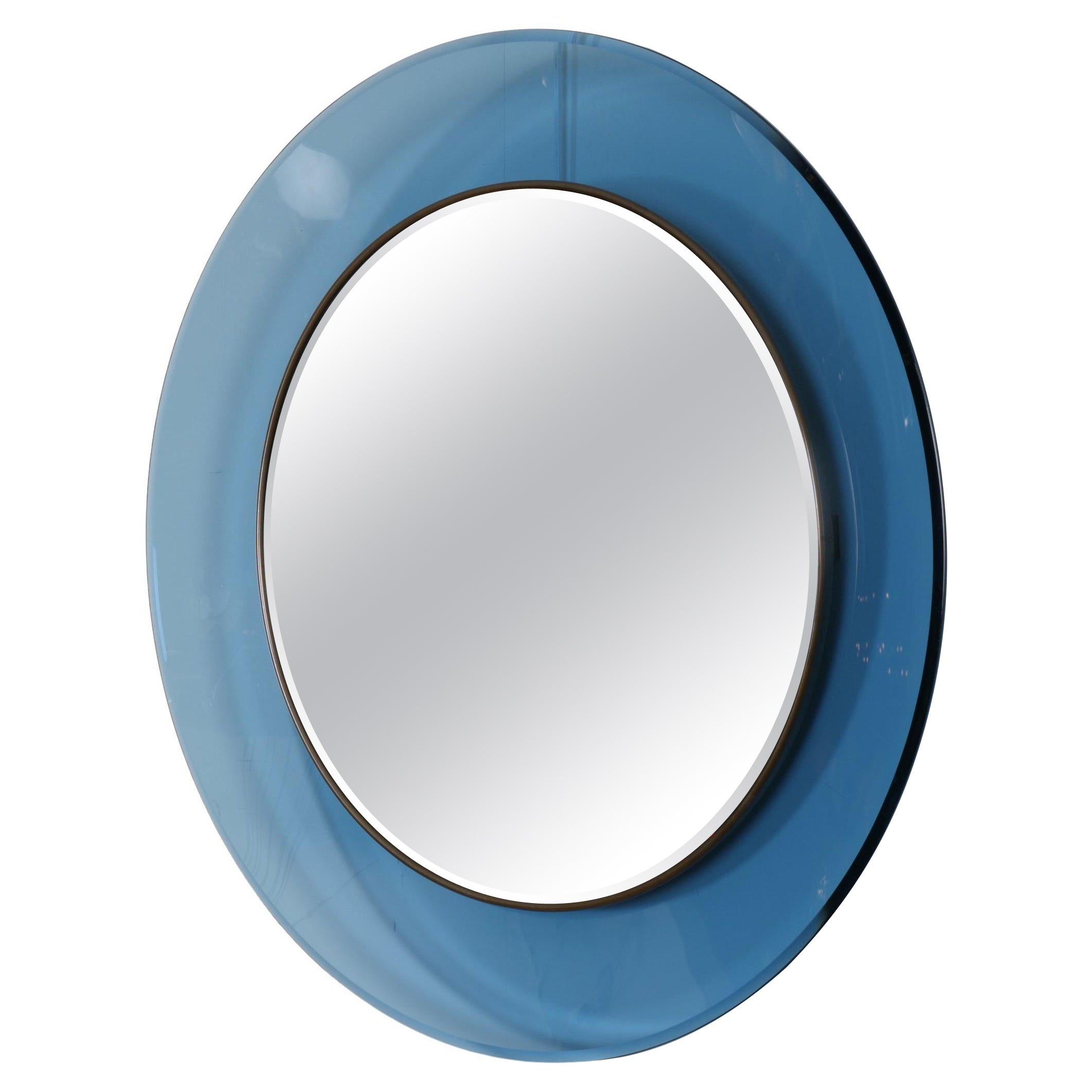 Max Ingrand, Fontana Arte espejo circular cristal cóncavo azul