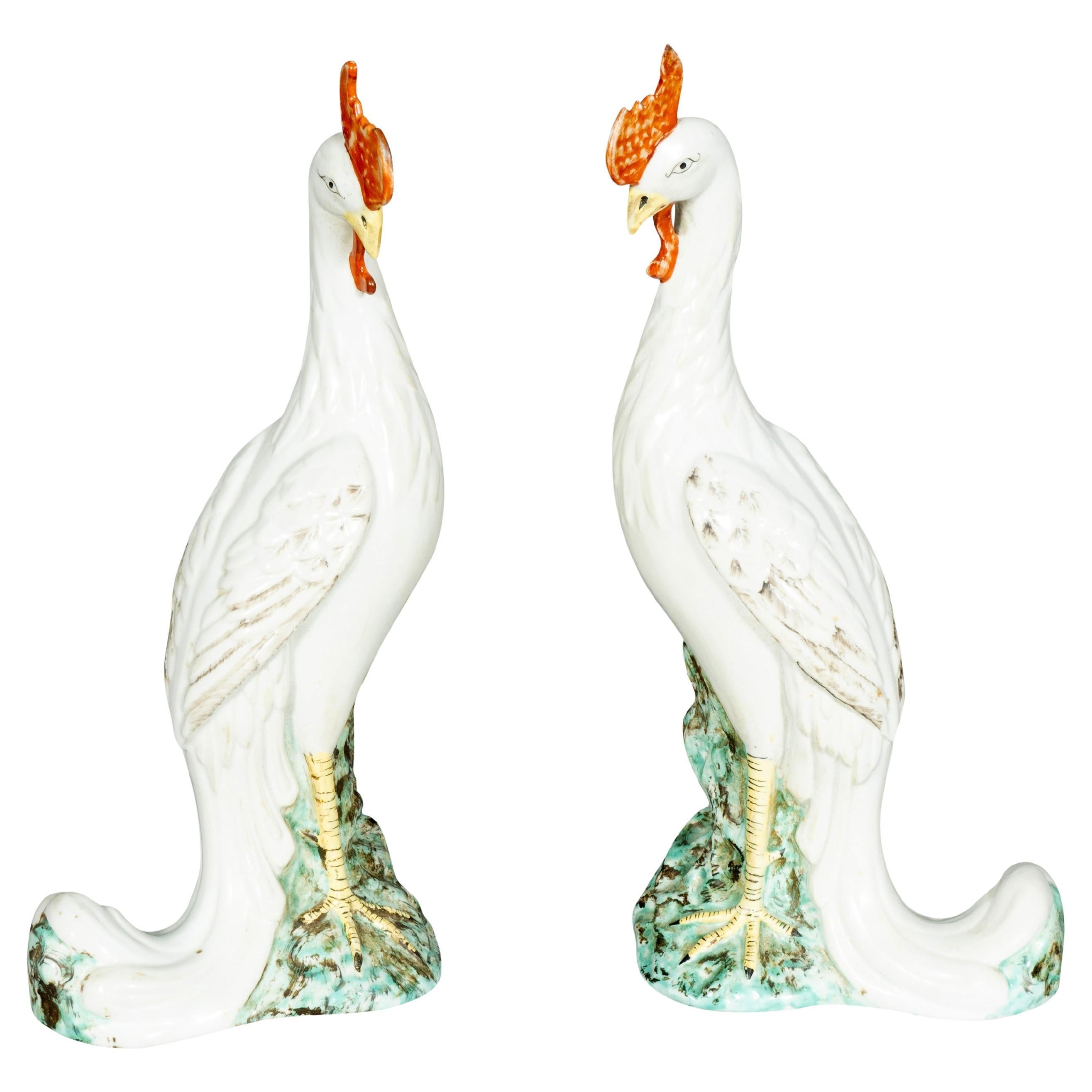 Pair Of Chinese Porcelain Phoenix Birds