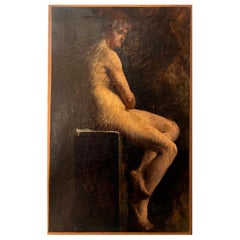 Óleo sobre lienzo mujer desnuda académica finales del XIX Francia firma Migner