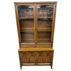 Mid-Century Modern Broyhill Brasilia Walnut 2-Piece Display Cabinet