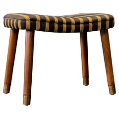 Striped Upholstered Footstool