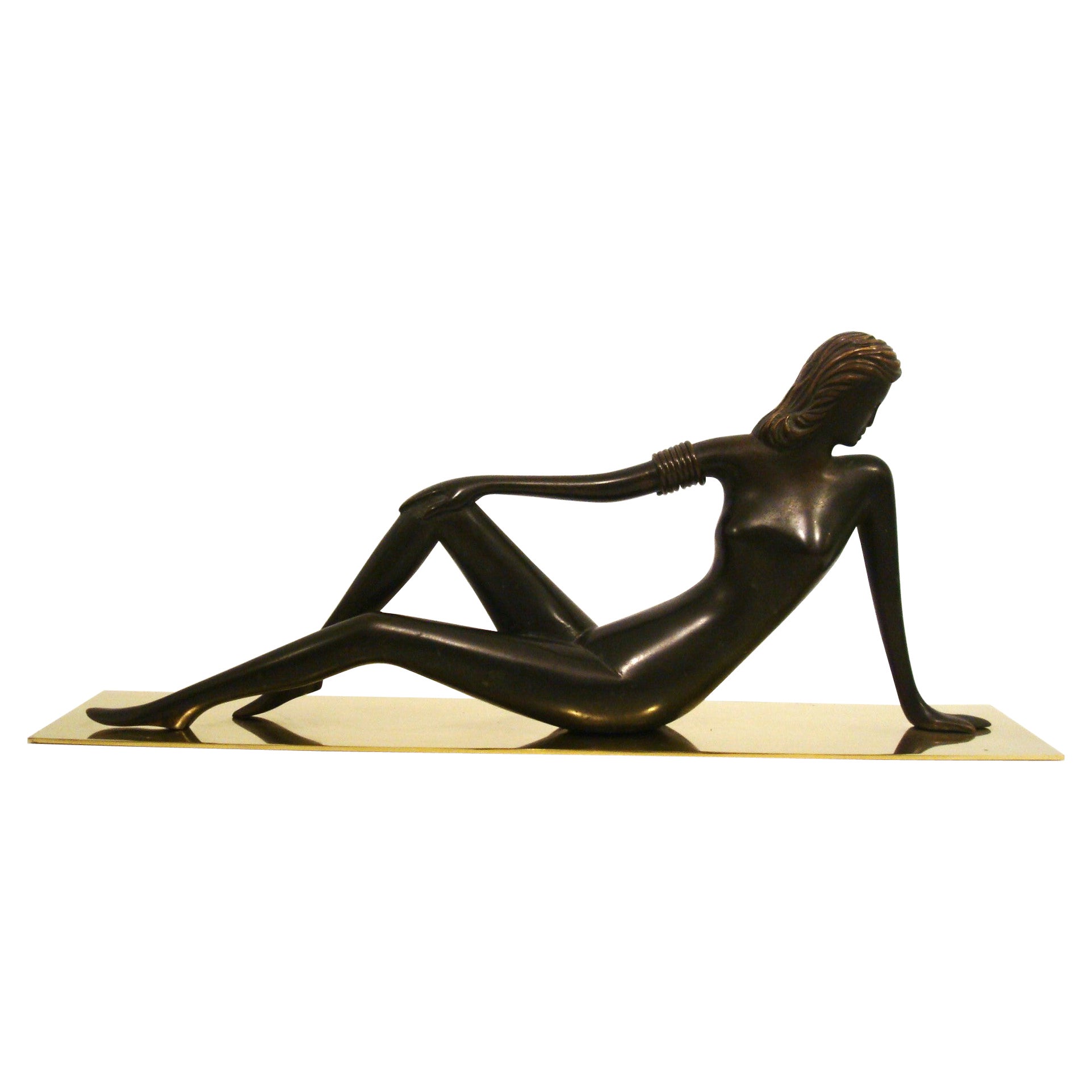 Escultura desnuda reclinada Art Déco Hagenauer Werkstätte