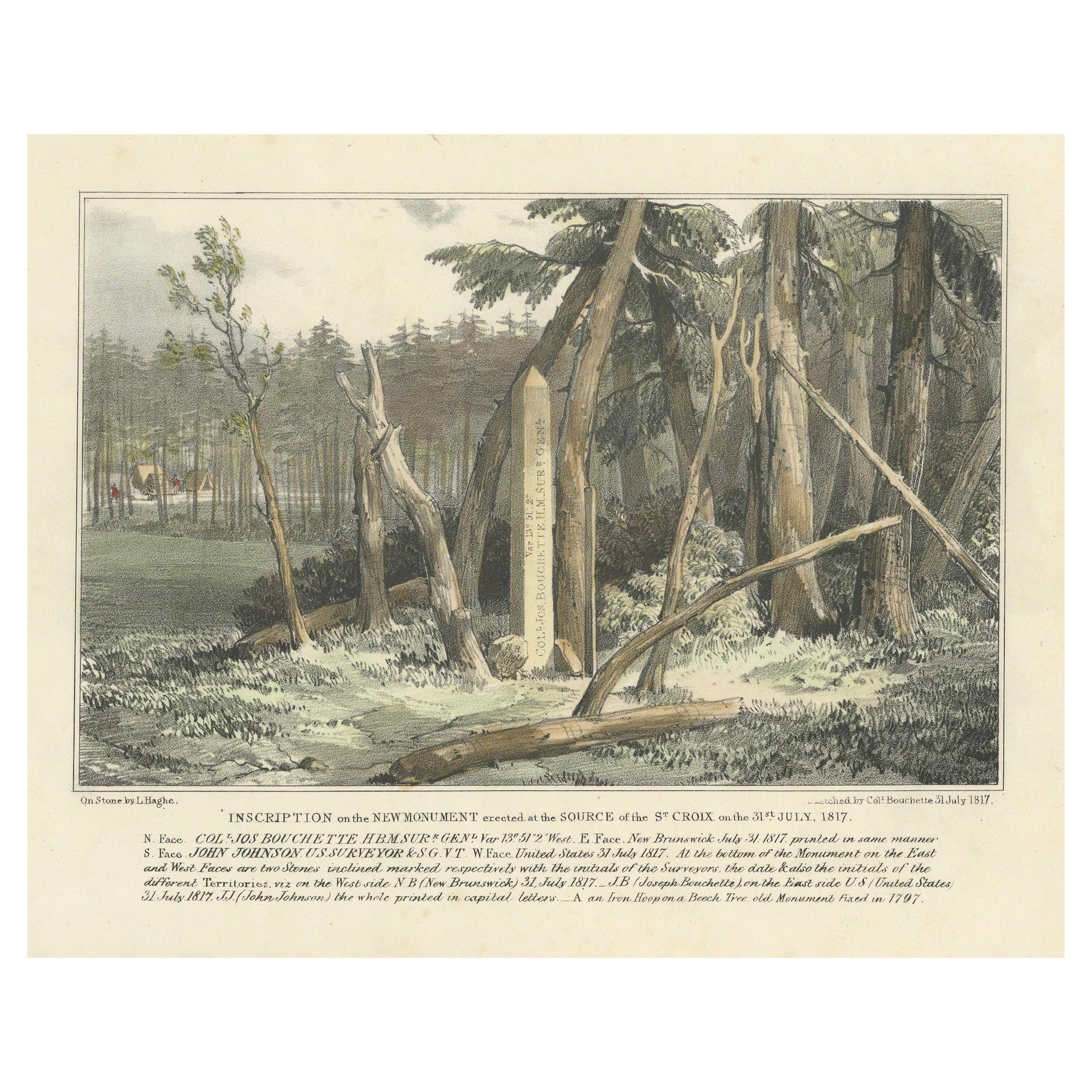 Boundary Marker at St. Croix River Source, 1817 – A Historic Diplomatic Monument For Sale