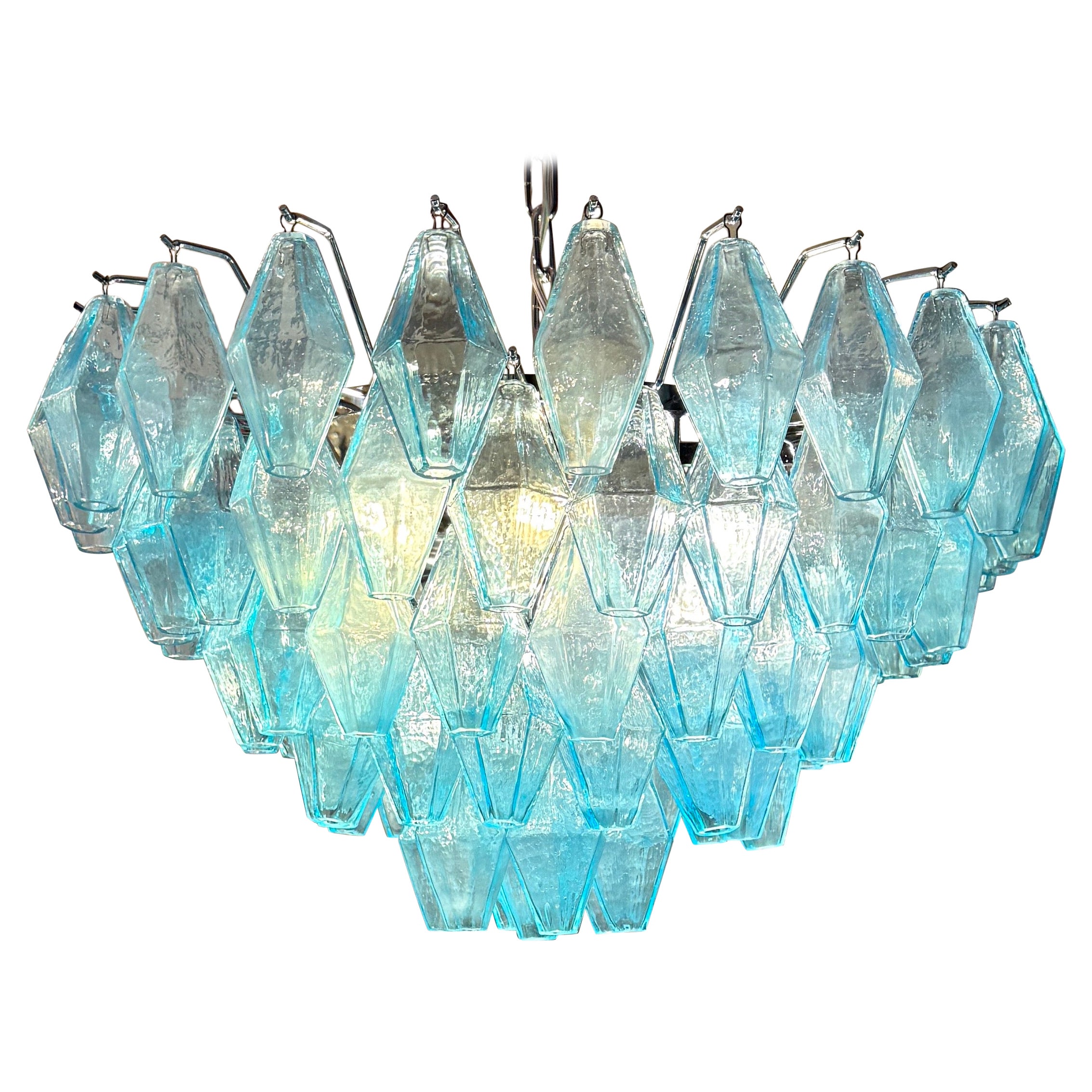 Incredibile lampadario o plafoniera in vetro di Murano Alight Blue Poliedri