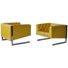 Rare Milo Baughman Cantilevered Lounge Chairs 6