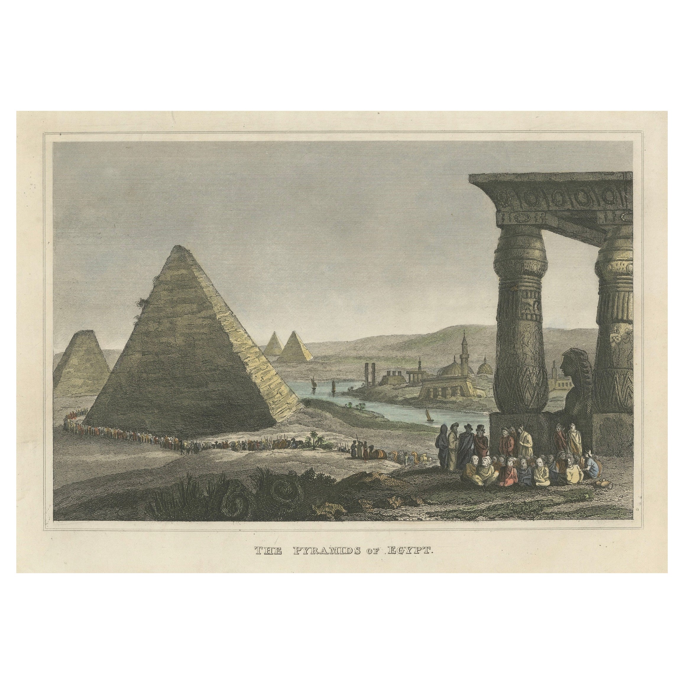 Timeless Majesty: The Pyramids of Egypt – A Rare 1828 Engraved Masterpiece