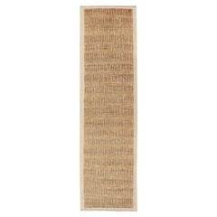 Modern Tribal Runner Rug with Warm Golden Beige and Subtle Brown 3'1 x 12'2