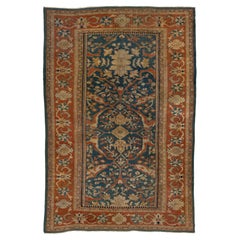 Blue Antique Persian Sultanabad Designed Wool Rug Handmade Back From The 1900s