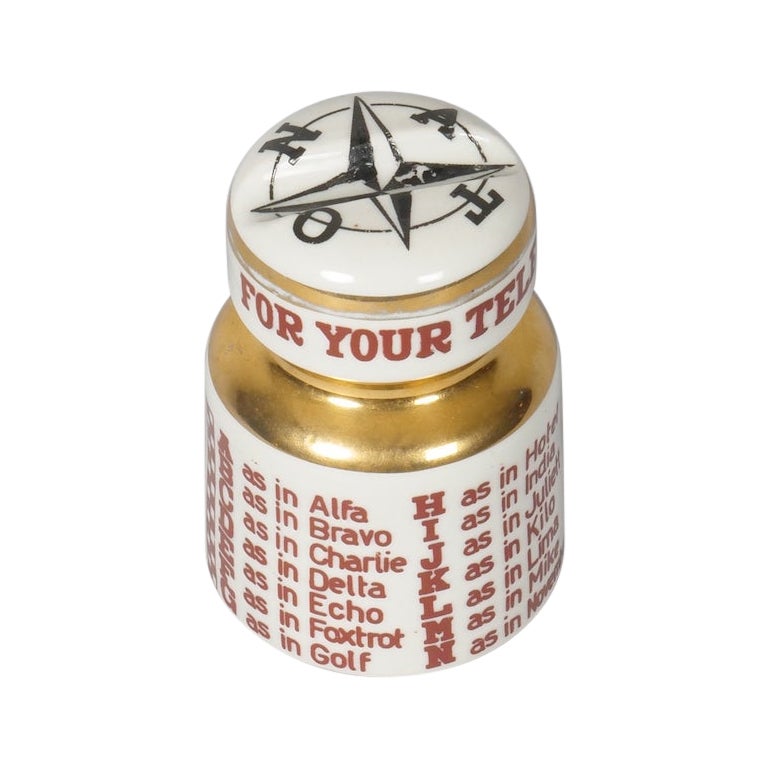 Fornasetti paper weight with NATO phonetic alphabet with pen rest For Sale