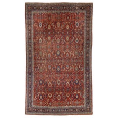 Antiker persischer Sultanabad-Teppich aus roter Wolle mit Allover-Design, Unikat
