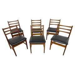 Mid-Century Modern Walnut Ladder Back Dining Chairs - Set of 6