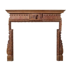 Antique Neoclassical Georgian English Oak Fire Mantel