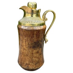 Italian Modern Brass And Lacquered Goatskin Pitcher By Aldo Tura