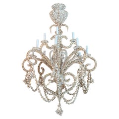 Vintage Shell Seashell Encrusted Coastal Palm Beach 12 Light Chandelier