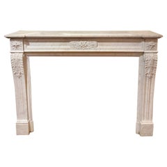 Antique French Louis XVI Style Carrara Marble Mantel, Circa 1860.