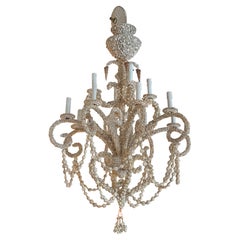 Vintage Shell Seashell Encrusted Coastal Palm Beach 12 Light Chandelier