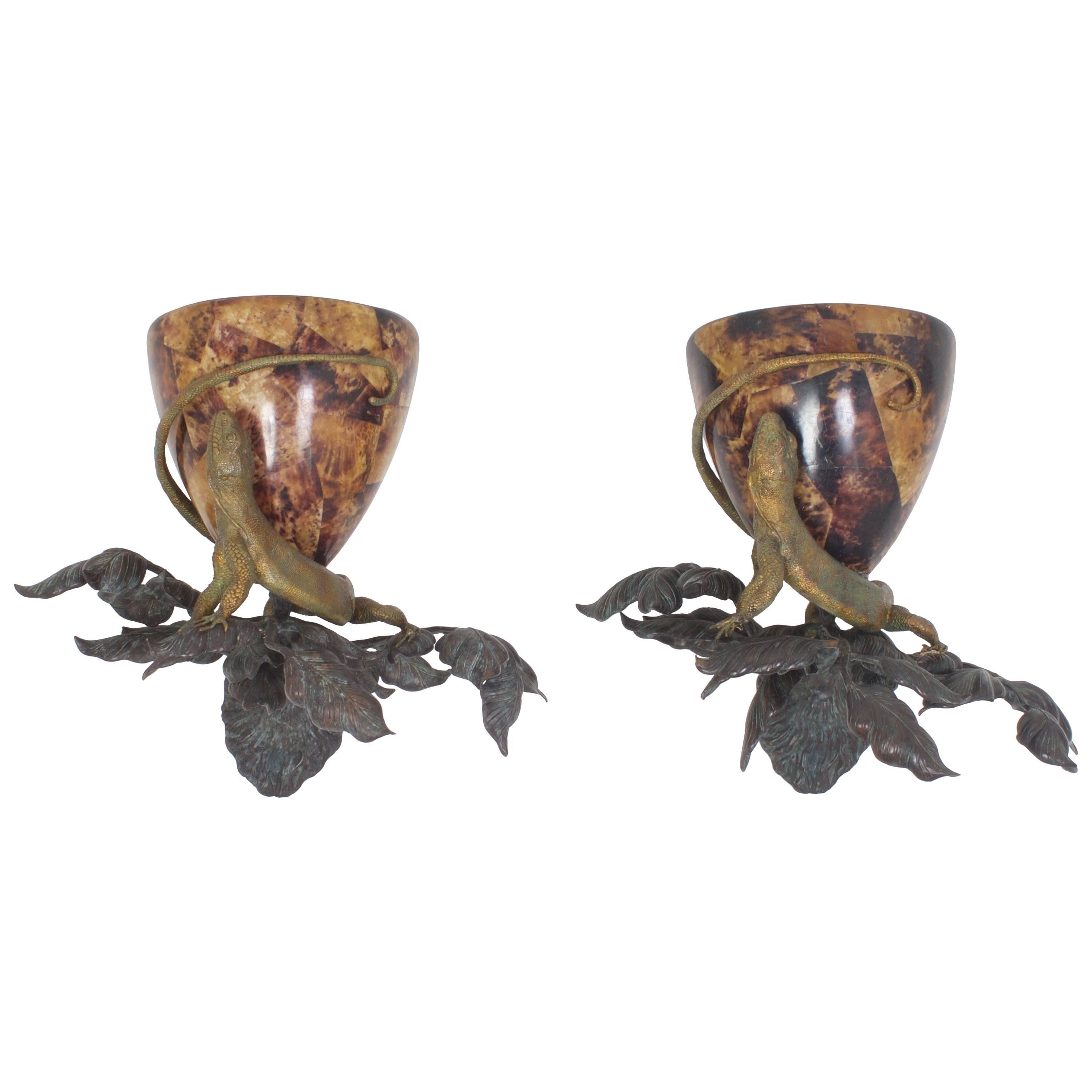 Pair of Mid-Century Lifesize Lizard Fantasy Sconces