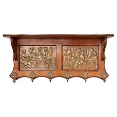 Antique French Oak and Brass "Tavern" Pot Rack, Circa 1880.