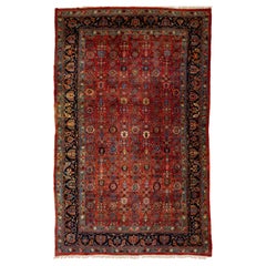 Oversized Red Antique Bidjar Handmade Allover Wool Rug Back From The 1900s