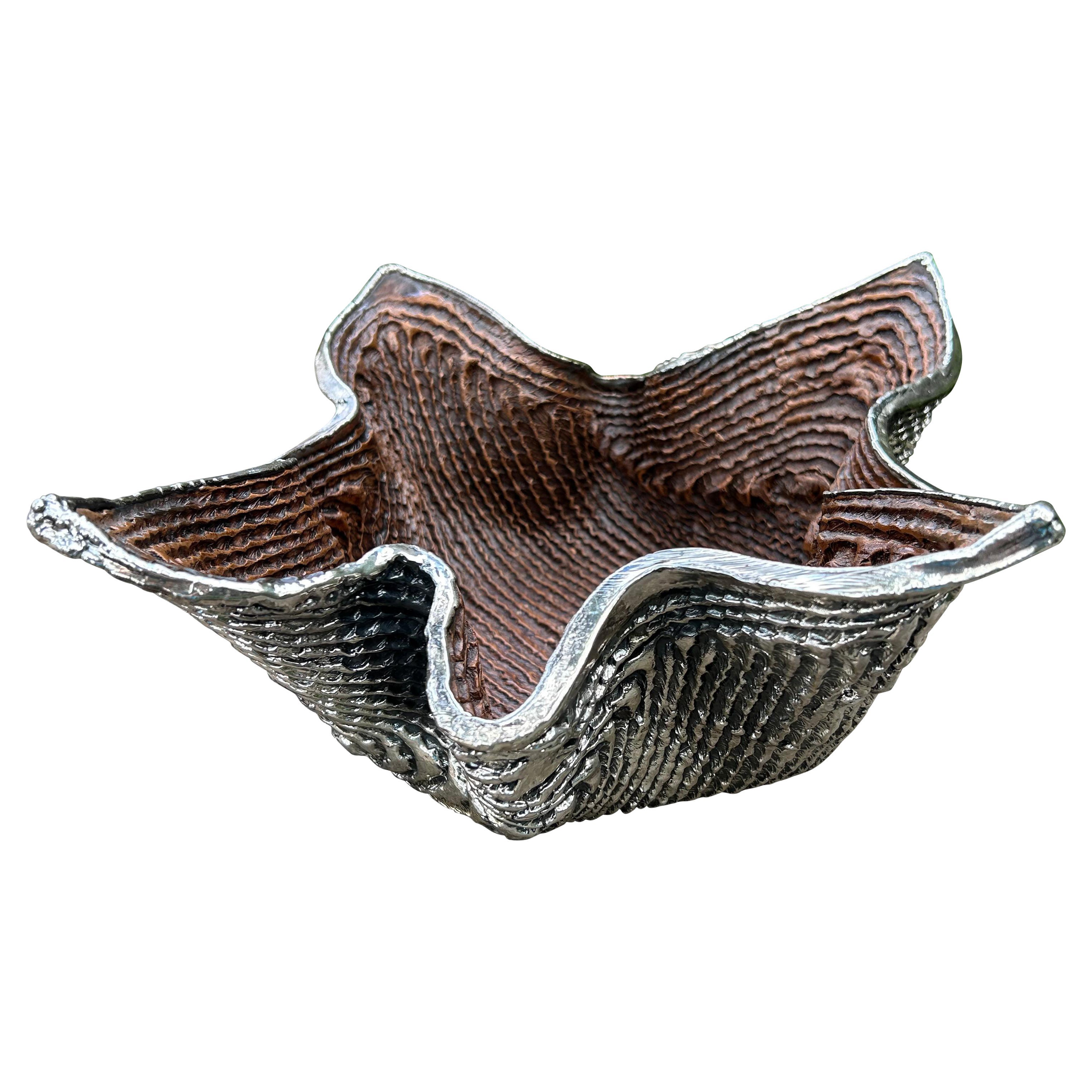Moderne italienische Schale aus Sterlingsilber mit Deckel im Angebot