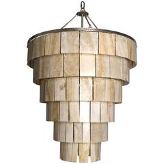Mid-Century Modern Chandelier, Six-Tier, polished Agate, silver gilt finish