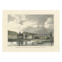 Antique Fredericton's Barracks and Market House: Hand-Colored 1831 Lithograph