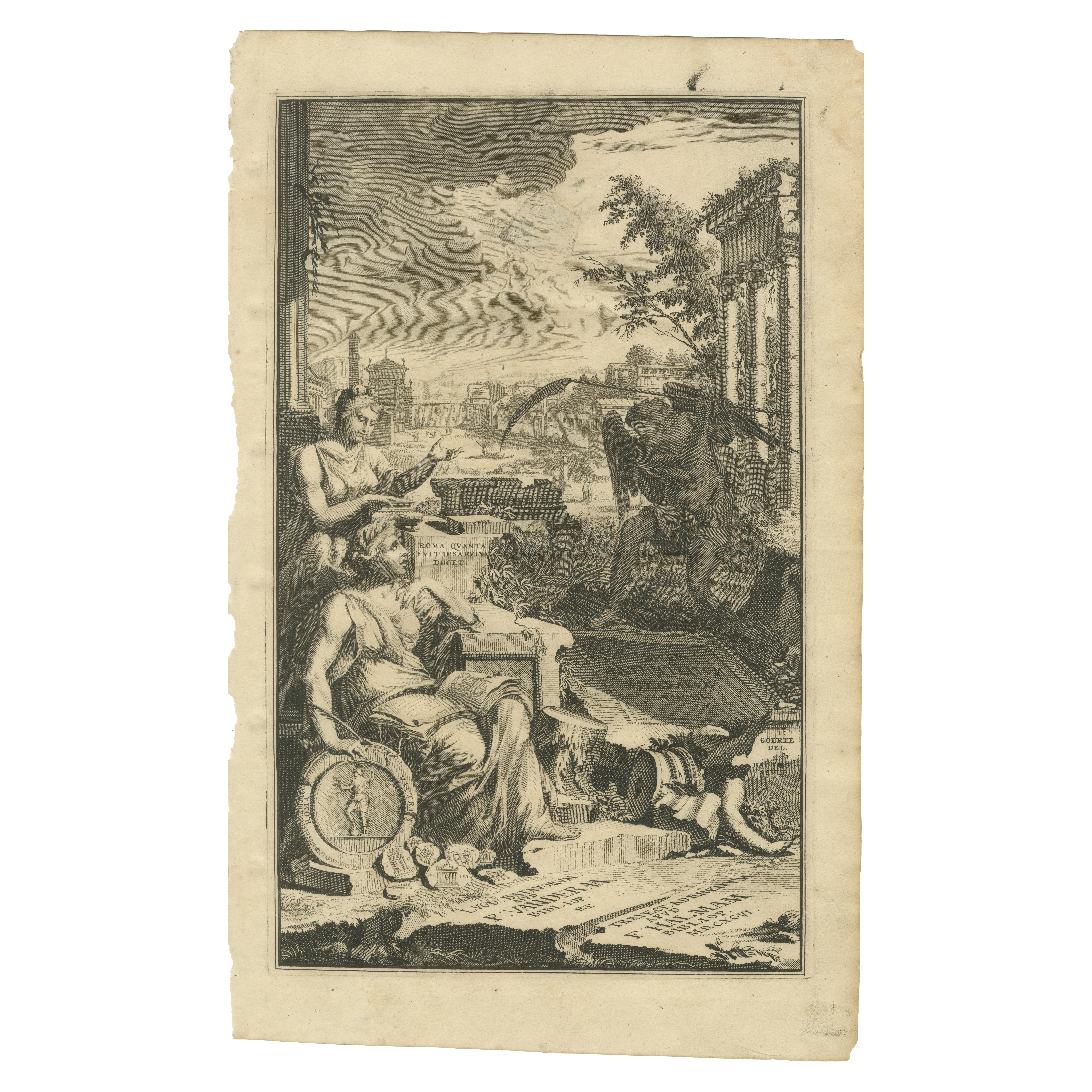Frontespizio allegorico delle rovine di Roma, Pieter Van Der Aa & F. Halma, 1696