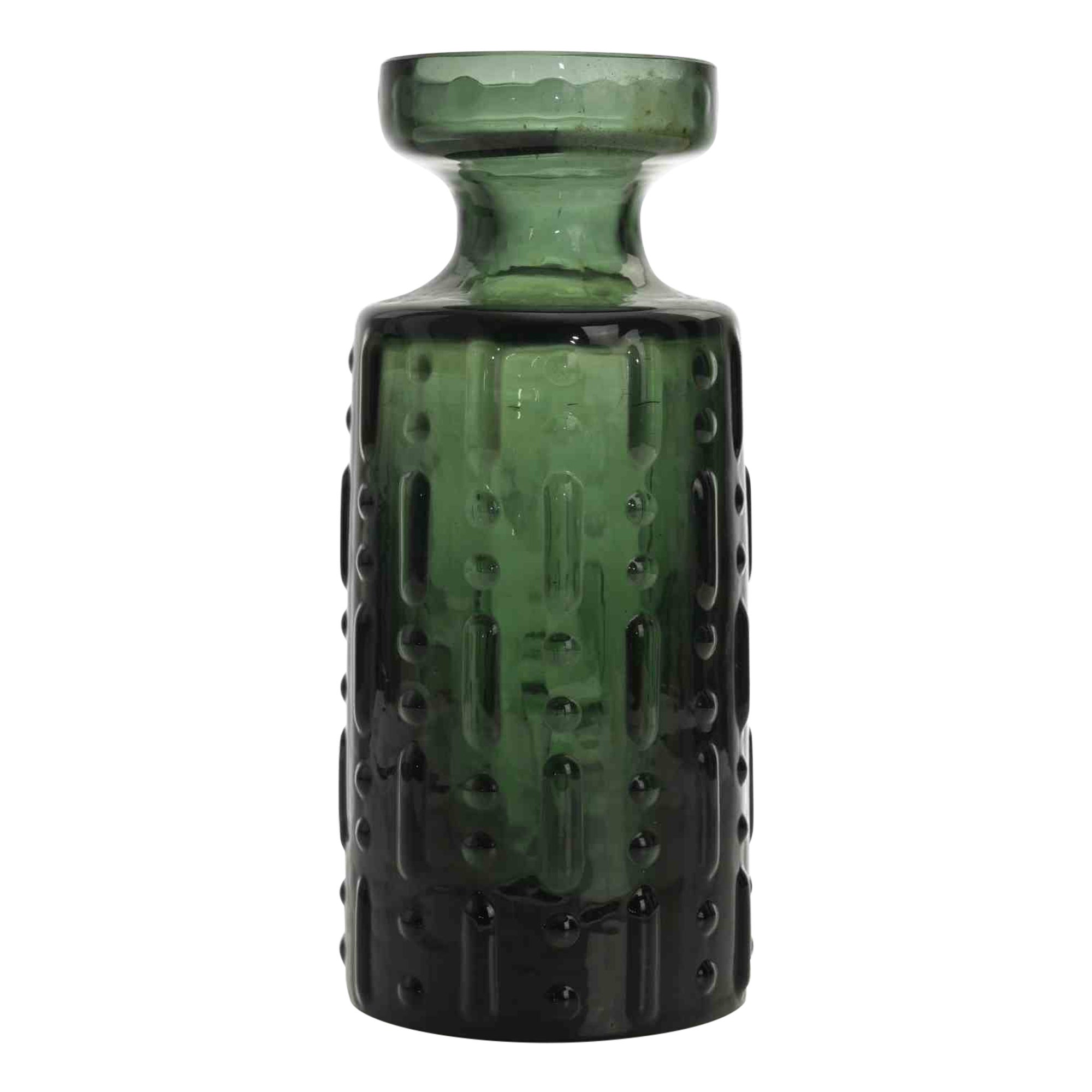 Vintage Green Glass Vase, italy, 1970s For Sale