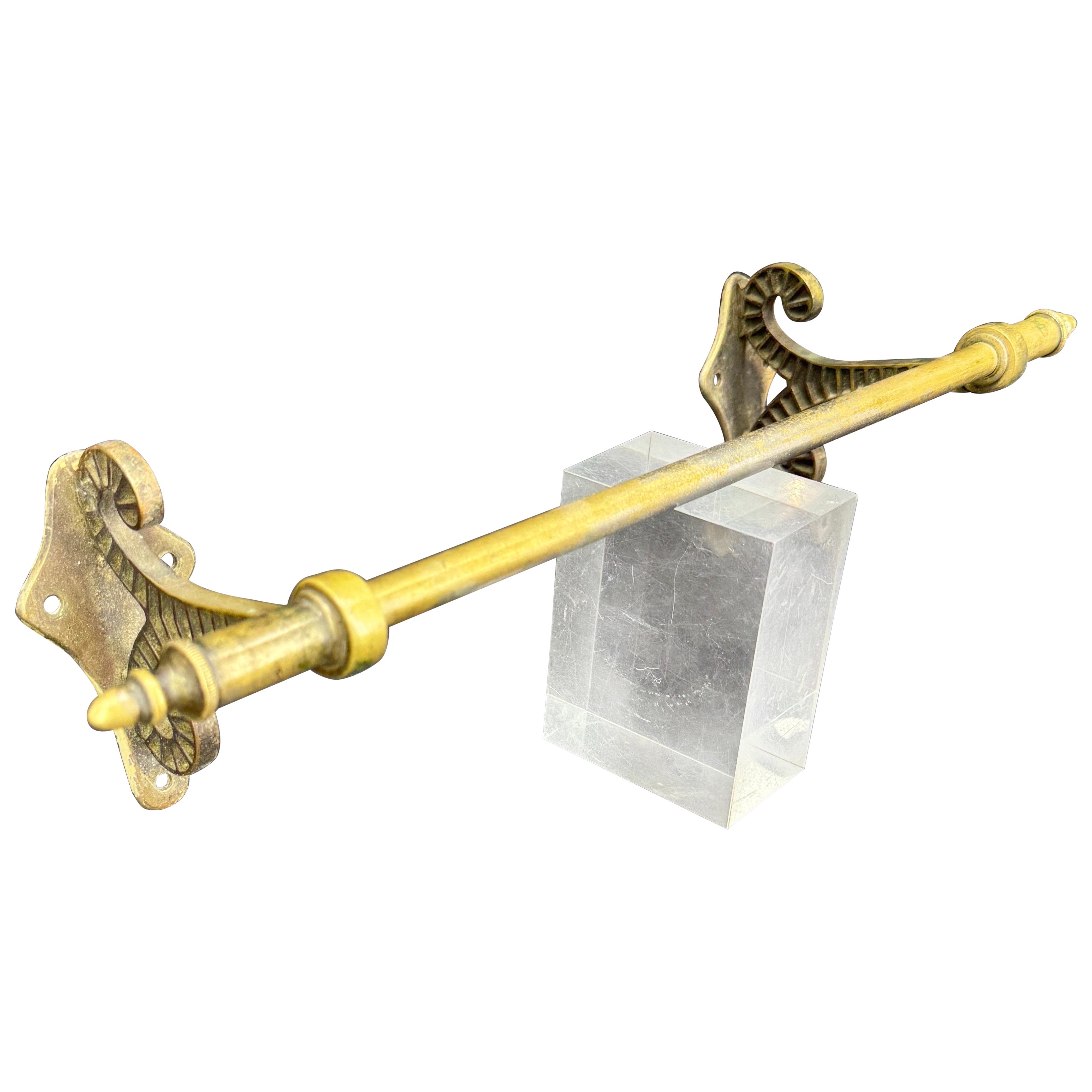 Antique English Brass Towel Linen Rack Holder Wall Mounted For Sale