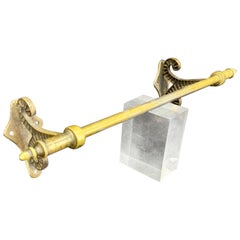 Antique English Brass Towel Linen Rack Holder Wall Mounted