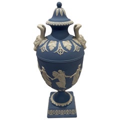 1975 Wedgwood Dancing Hours Light Blue Jasperware Urn