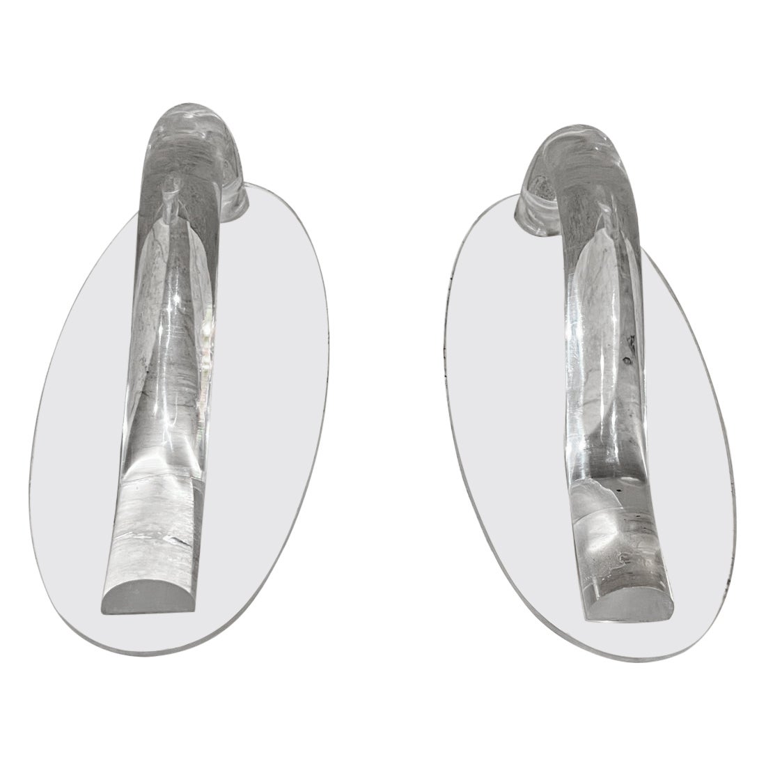 1970 Vintage Sculptural Lucite Handles Door Pulls Pair