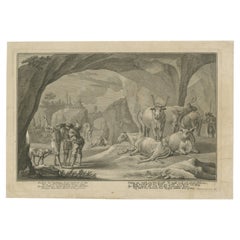 18th-Century Pastoral Engraving by Johann Jakob Kleinschmidt: Cattle and Figures