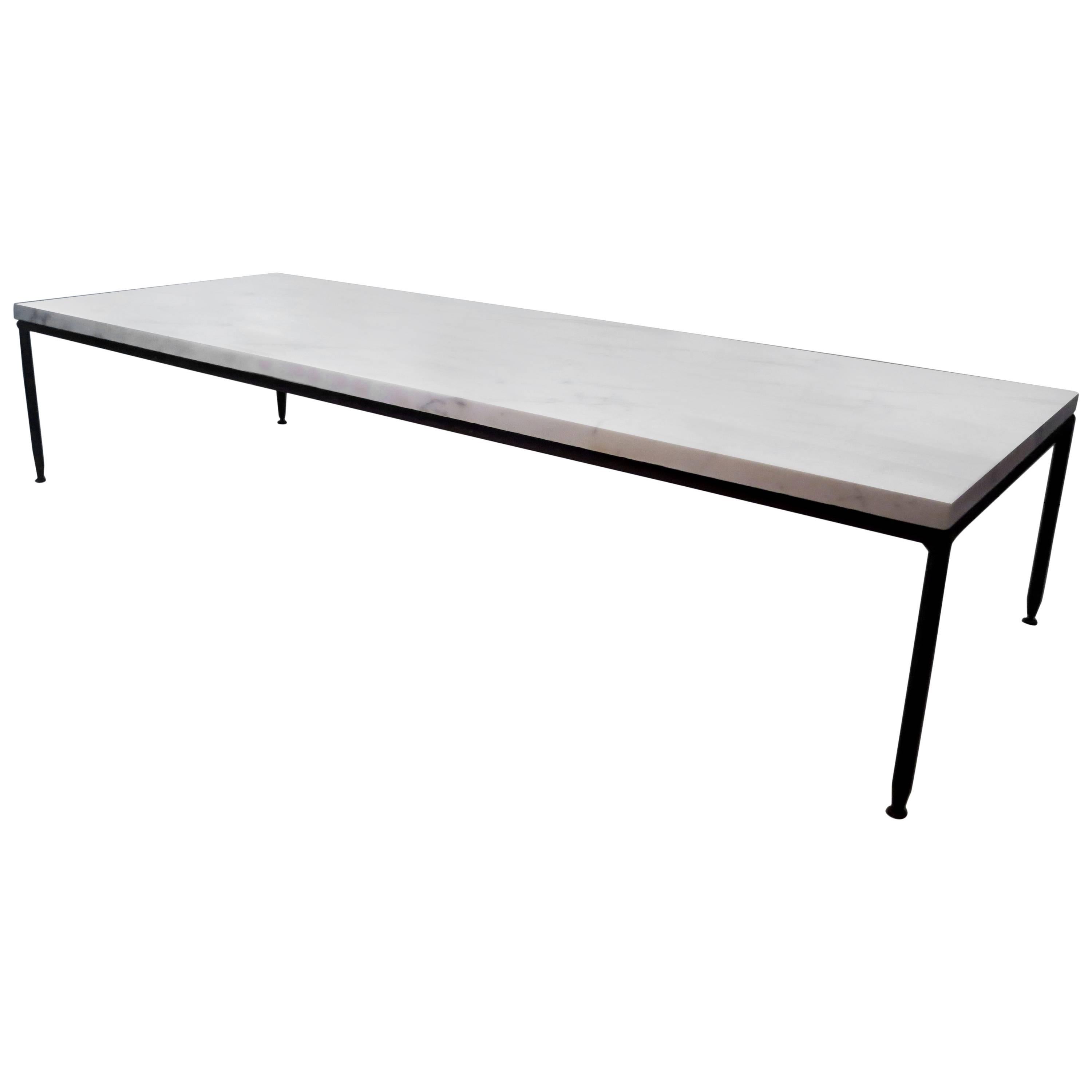 1950s Rare Low Small Coffee Table Marble and Iron Designed by Paul McCobb